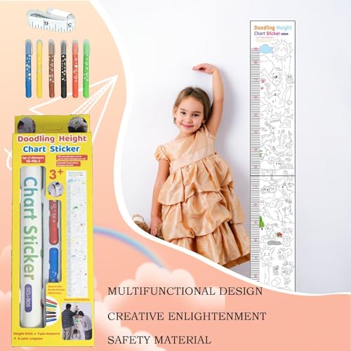 Calcomanías de medición de altura para niños y medidor infantil de pared autoadhesivo 4