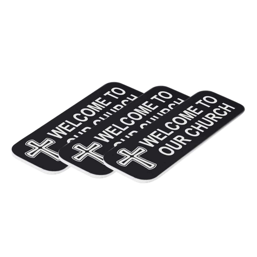 Welcome To Our Church Name Tags - 1x3 Inch White Badges With Cross Design (Pack Of 3) - View #12