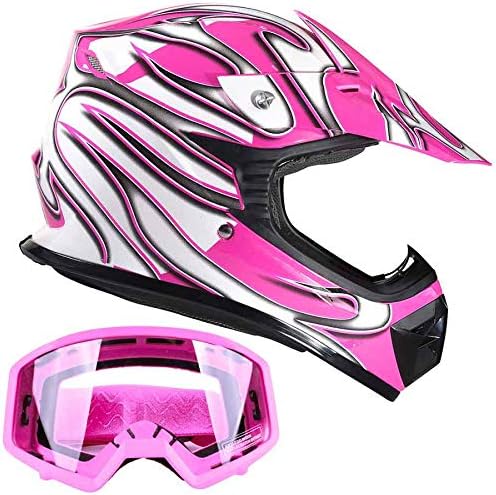 Kids Youth Offroad Gear Combo Helmet & Goggles DOT Motocross ATV Dirt Bike MX Motorcycle