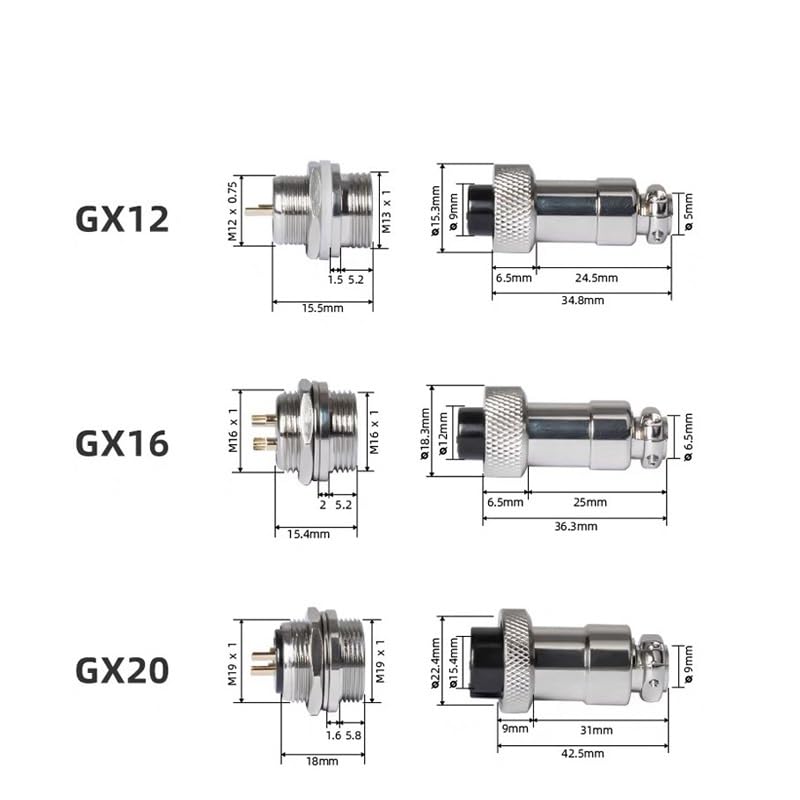 Conector GX16 Dorado Aeronáutico 5 Sets 7 Pines miniatura 3