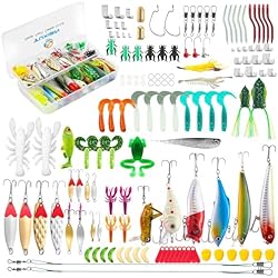 Accesorios Pesca Coup TUXIBIN 234 Piezas Señuelos de Pesca, Kits de Señuelos Pesca Accesorios,Cebos Artificiales Articulos de Pesca Incluido la Caja Tackle, Ganchos, Tijeras, Cebos, Popper, Grillos y más