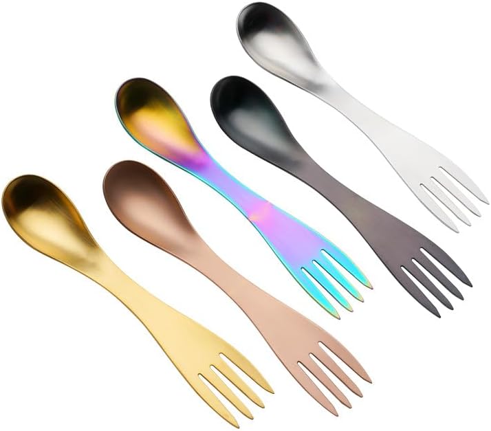 Silverware Flatware Cutlery Set, 1/4/6/8/10/12 Pieces 304 Stainless Steel Double-headed Tableware, Outdoor Fork And Spoon, One-piece Multi-functional Fork, Creative Octopus Dual-purpose Spoo