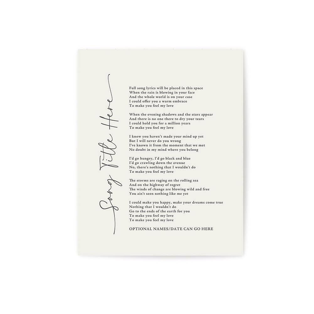 Lyrical Artworks Custom Song Lyrics Print