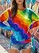 AIMITAG Vibrant Rainbow Gradient Print Sweatshirt for Womens Fashion Long Sleeve Pullover Casual Color Block Tie Dye Tops(Large,Multicolour6)