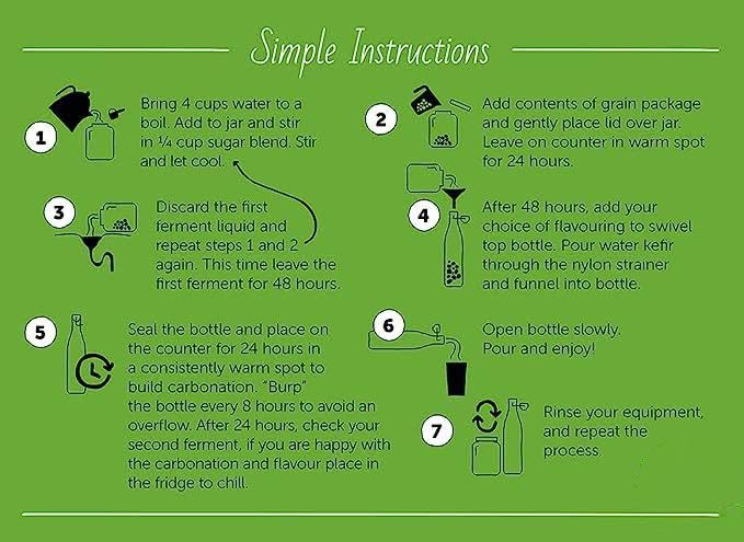 Miniatura 3 de Granos de kéfir de agua deshidratada de uso ilimitado de Happy Gut Pro. Cultivados en azúcares orgánicos especiales y agua de manantial natural,