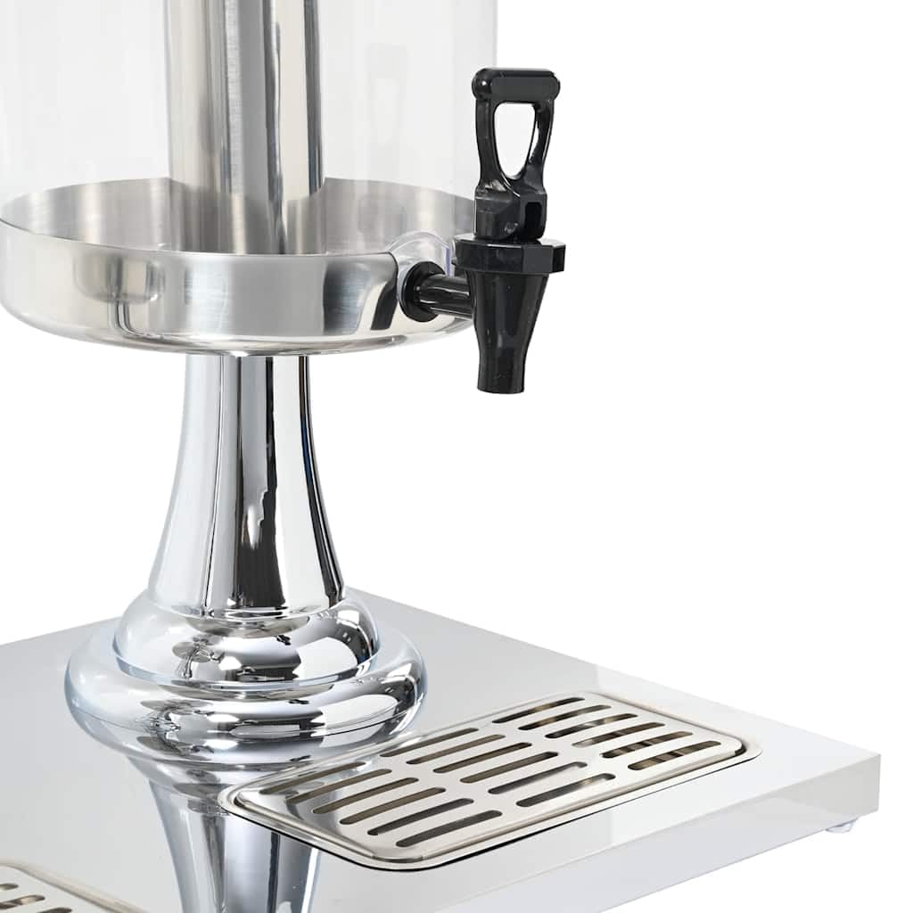Mangloder - Dispenser di bevande a 3 scomparti in acciaio inox, 3 x 8 litri, dispenser per acqua, succo con rubinetto, vaschetta raccogligocce e cilindro per cubetti di ghiaccio, per bar, buffet