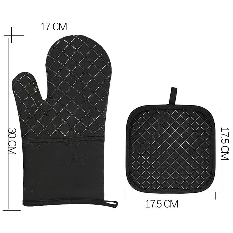 GXLONG Oven Mitts and Pot Holders 4pcs Set, Kitchen Oven Glove High Heat Resistant Oven Mitts and Potholder with Non-Slip Silicone Surface for Cooking