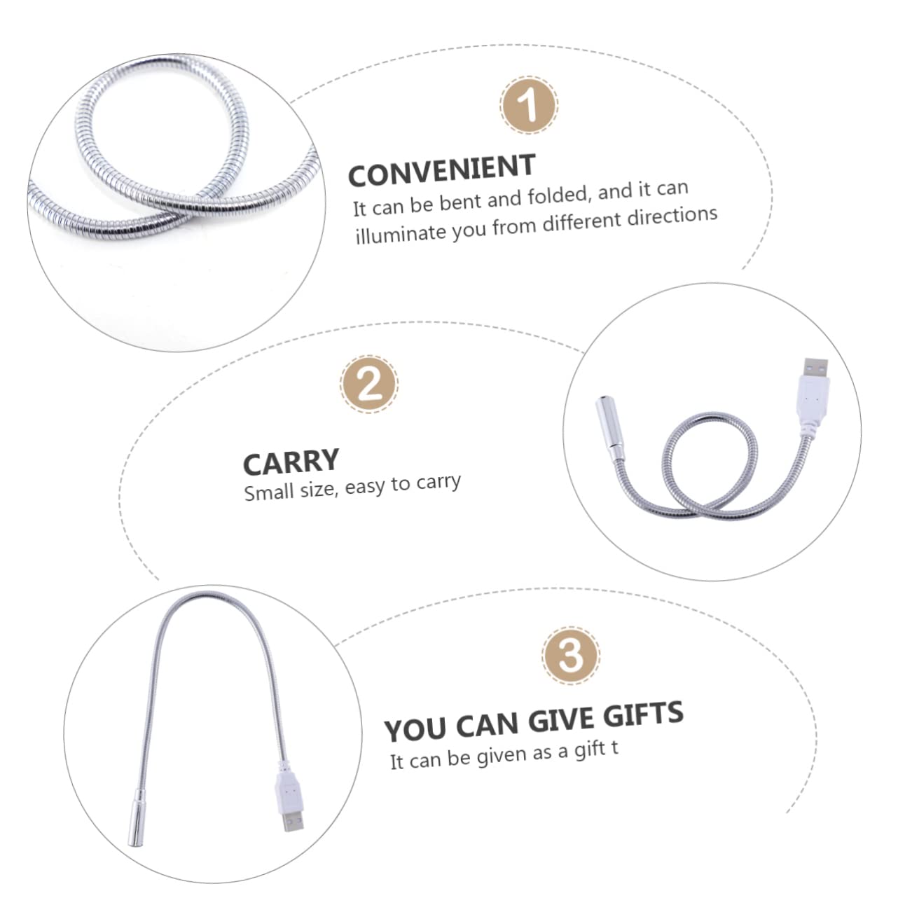 NULYLU 4Pieces USB LED Reading Lamp High Brightness Flexible Gooseneck Light for Desktop Keyboard Portable Eye Protection Lighting for Office Cafe Living Room Bedroom