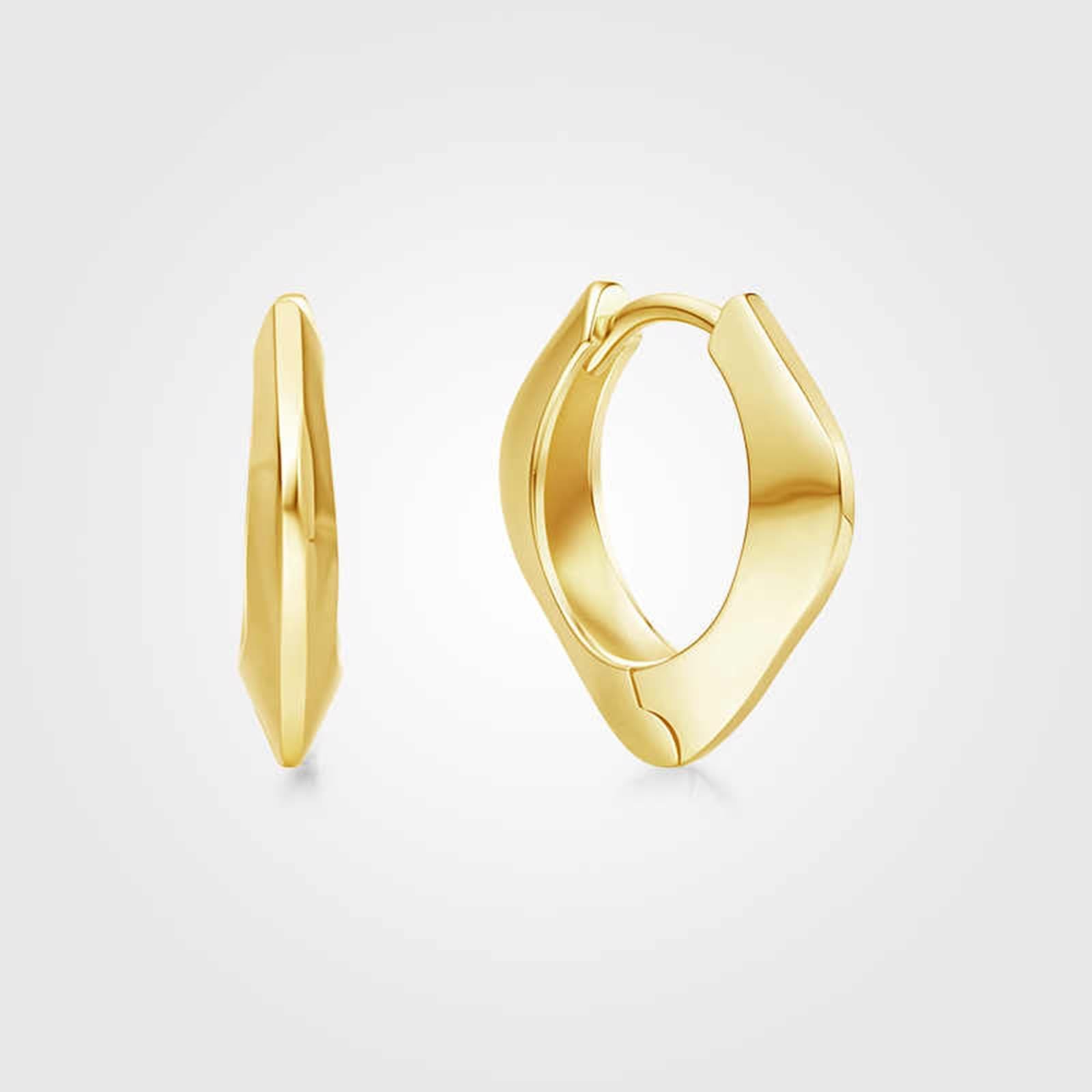 KnSam Prawdziwe złoto biżuteria 9K/14K/18K żółte złoto Creole Hoop, kolczyki damskie geometryczne, wiszące kolczyki ze złota Au750/ 585/375