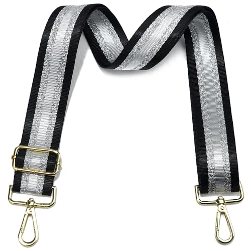 Image of LVYOUME Purse Strap Silver Hardware Wide Bag Straps Replacement Crossbody Adjustable Shoulder Strap for Purses