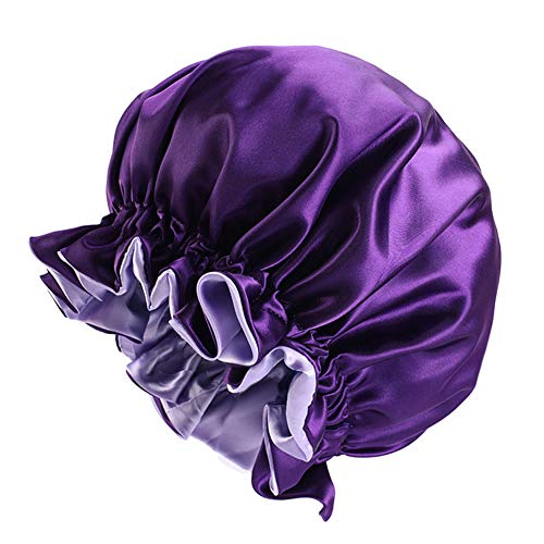 Solid Color Silky Satin Bonnet Cap,Bonnets for Women,Silky Bonnet for Curly Hair,Women Hair Wrap for Sleeping,Double Layers