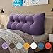 VERCART Coussin de Lecture, Oreiller Traversin Soutien Dorsal, Triangulaire Coussin à Coins, Gros Coussin Canapé, Coussin tête de Lit Dossier, Oreiller de Repos Cale Dos en Lin Violet Clair 120cm