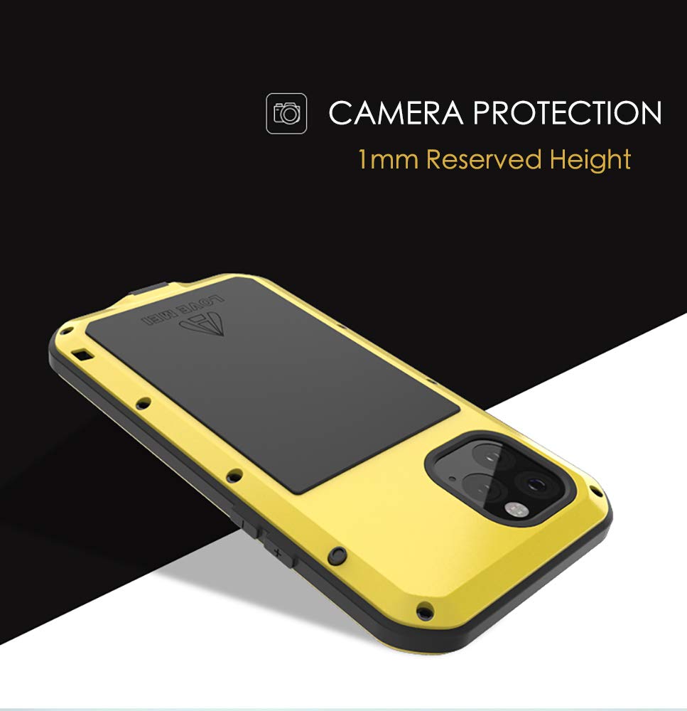 LOVE MEI per iPhone 13 PRO Custodia, Outdoor Heavy Duty Robusto Alluminio Metallo Antiurto Antipolvere Corpo Pieno Protettiva Cover con Vetro Temperato per iPhone 13 PRO 6,1 Pollice (Rosso