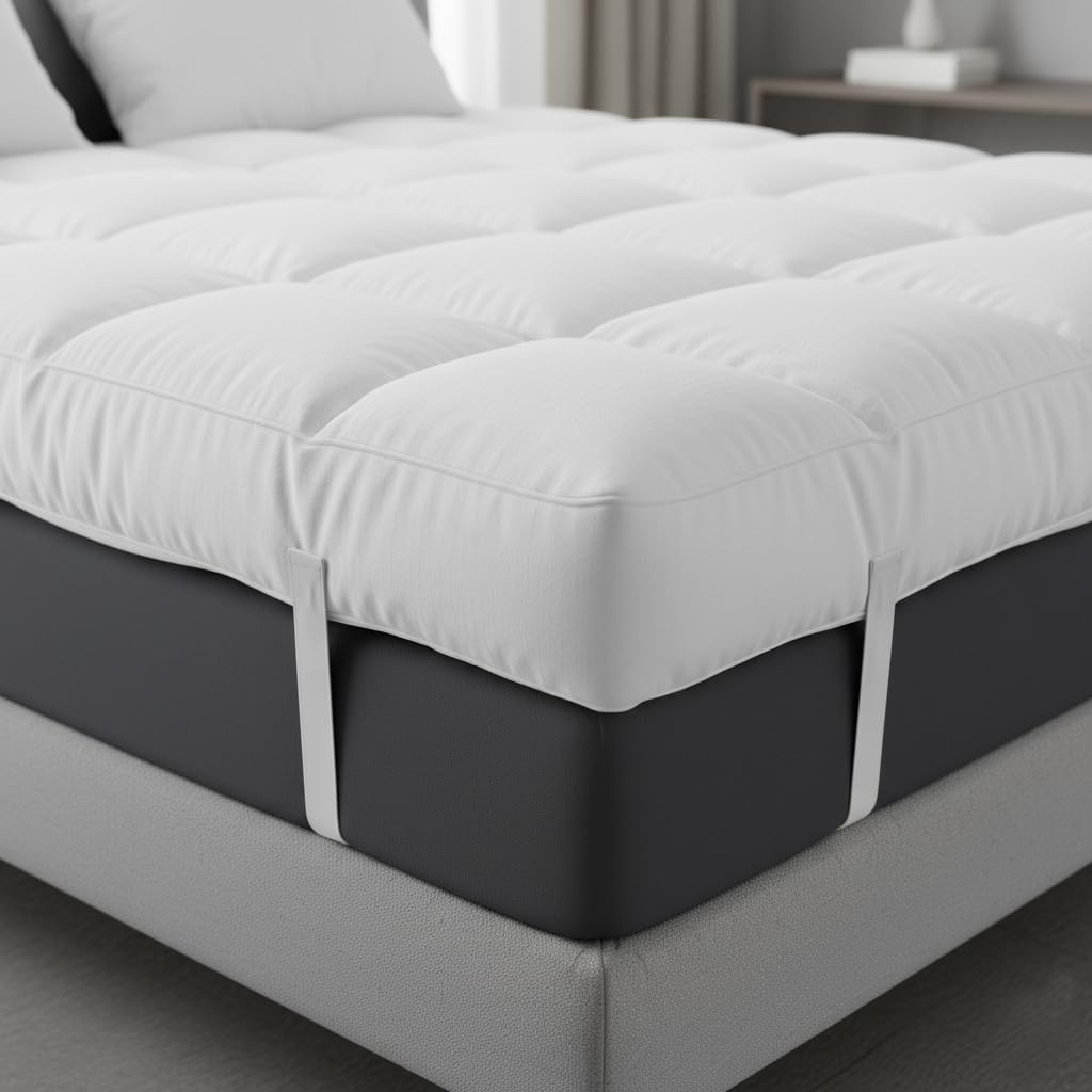 Quilted King Size Mattress Toppers – 10cm Microfiber Deep Fill 1100 GSM King Mattress Topper for Comfort – Breathable Thick Mattress Topper for Pressure Relief (152x200cm White)