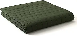 YnM 12lbs Weighted Blanket for Adults, Cotton Heavy Bed Throw Blanket with Cooling Glass Beads for All Season Use, Ideal for ~110lbs (48x72 Inches, Twin/Full, Army Green)