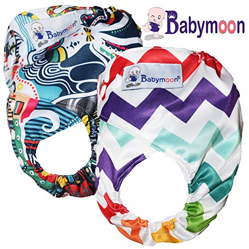 Image of Babymoon (Set of 2) Reusable Cloth Diaper, Premium Adjustable Size Waterproof Washable Pocket Cloth Diaper Nappie