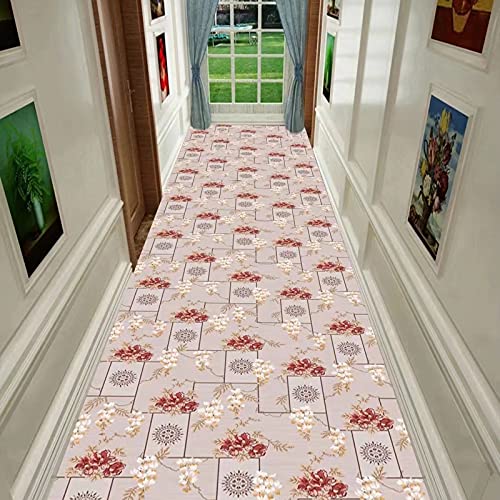 Tapis d'allée rose lavable pour une décoration de couloir chaleureuse - 4