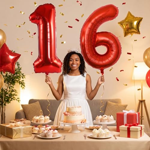 Image of YPSelected 32 Inch Large Foil Helium Number Balloon Birthday Wedding Party 0-9 (Red, 1)