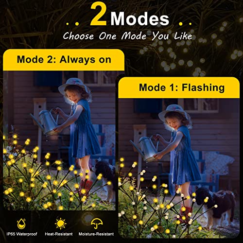 Historyoo Solar Garden Lights-Upgraded Solar Outdoor Firefly Lights, Solar Lights Outdoor Waterproof, Yard Patio Pathway Garden Decoration Lights, Solar Lights For Outside #TOP1