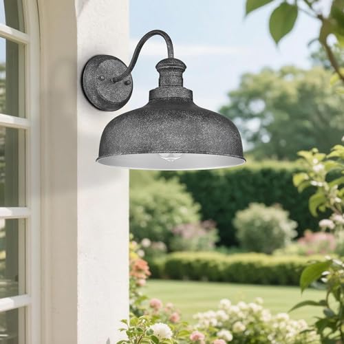 Outdoor Farmhouse Barn Light, Outside Wall Sconce, Weather Resistant Anti-Rust Farmhouse Exterior Wall Lighting Fixture, Outdoor Lantern Lamp for Porch, Garage, Patio, Entryway (Antique Black, 4 Pack) by StellarKey - Used condition - Image 2