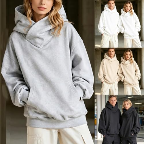 Sudadera con capucha mujer oversize diseño liso con bolsillos 2