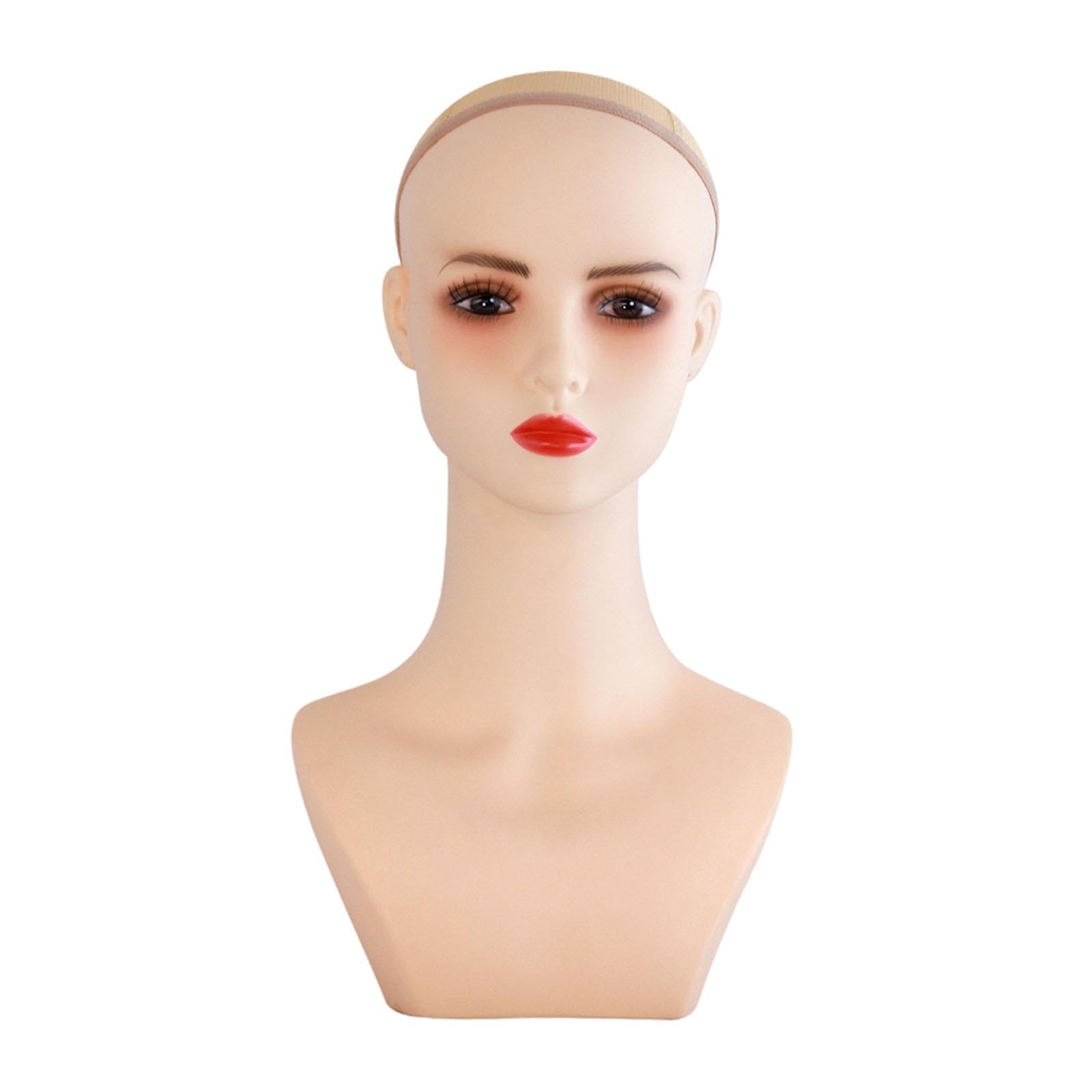 Kokiya Female Mannequin Head with Makeup Lightweight Professional Wig Display Stand Manikin Head for Beauty Accessorie Hat Display