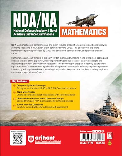 Image of Arihant UPSC NDA NA Mathematics 2026 | Chapterwise PYQ Previous Years Questions | 3000+ Objective Questions with Solutions | NDA Complete Preparation Guide