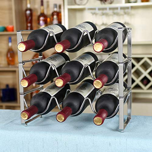 Soporte apilable para 3 botellas de vino acero inox miniatura 3