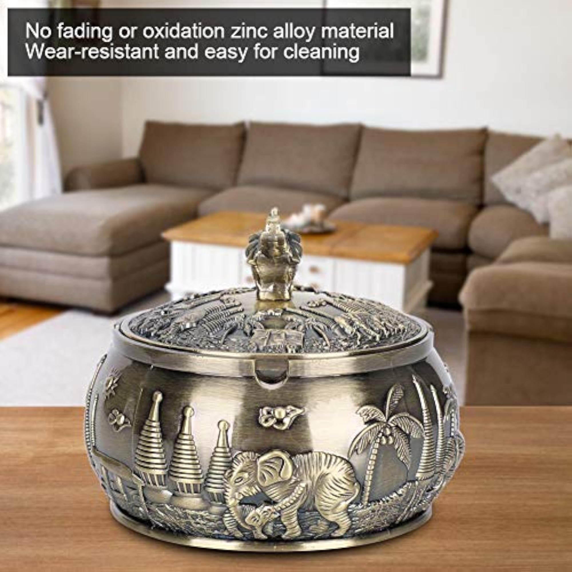 Windproof Zinc Alloy Desktop Ashtray for Decoration