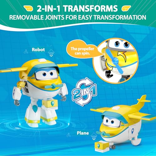 Super Wings Transformable Toys Playset, 5 in SNAP and Solar Airplane Transforming Figures Toys Set, 2 in 1 Mode Rescue Bots Toy for 3-5 Year Old Boys Girls, Plane Toy for Toddlers Kids Age 3 4 5 6 by Super Wings - Used condition - Image 3