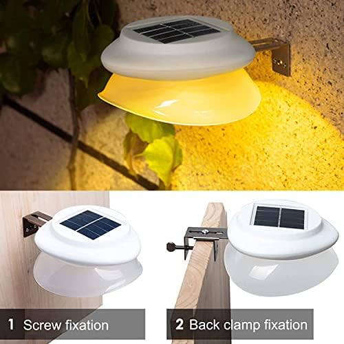 Solar Fence Gutter Lights Outdoor, LED Solar Powered Garden Lights Waterproof, Bright Security Lamp for Garden Fence Wall Gazebo Porch Pathway (Warm 4PC)