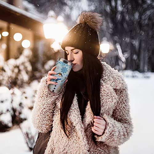 Paayna 20 Oz Winter Snowman Insulated Vacuum Tumbler With Lid And Straw, Blue Snowflakes Stainless Steel Double Wall Coffee Cup, Travel Mug Christmas Birthday Gifts For Men Women Boys Girls #TOP6