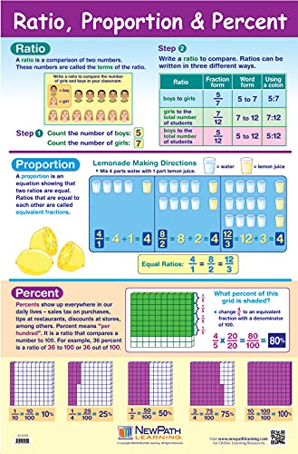 Newpath Learning 33-9001 Basic Math Skills Reference Posters, Set/4 - Laminated, Full-Color, 23" X 35" #TOP4