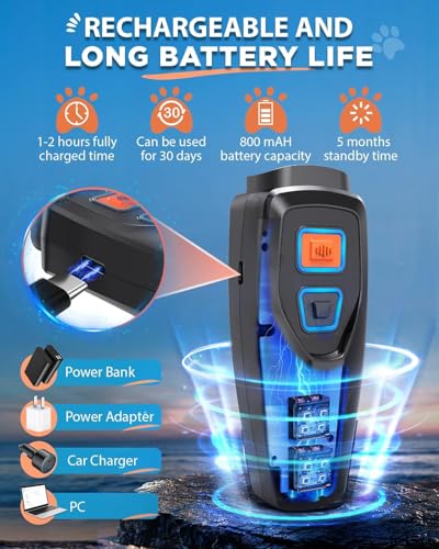 DynVapor Dog Bark Deterrent Device, Ultrasonic Dog Trainer with 3 Modes, 50ft Range Anti Barking Device, Stops Unwanted Barking & Improves Dog Behavior, Dog WhistleSafe for Indoor Outdoor Use(Black) — view 4