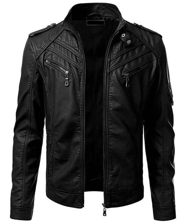 Mens Genuine Black Leather Biker Jacket Cafe Racer Vintage Real Motorcycle Leather Jacket For Men2