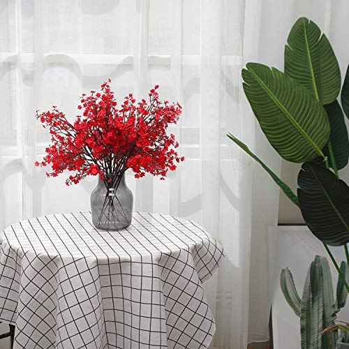 Momkids 6 Pcs Babys Breath Artificial Flowers Bulk Real Touch Faux Gypsophila Bouquet Fake Plastic Silk Flowers For Home Kitchen Bedroom Wedding Festival Christmas Halloween Party Decoration (Red) #TOP1