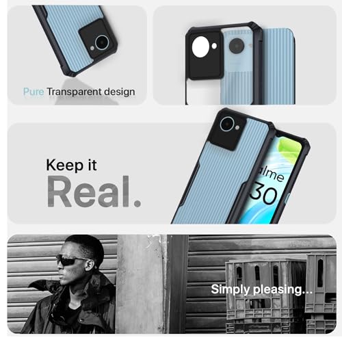 Image of Pikkme Realme C30 Back Cover | Crystal Clear Transparent Back | Ultra Hybrid | Full Camera Protection | Raised Edge | Bumper Back Case (Black)