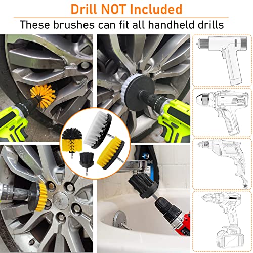 Yumzeco 28PCS Kit Nettoyage Voiture,Brosse Detailing Auto,Brosse Perceuse Nettoyage Interieur Exterieur,Brosse Jante Voiture,Brosse Tapis Voiture,Kit Polissage Voitures Pinceau Nettoyage Auto – Image 4