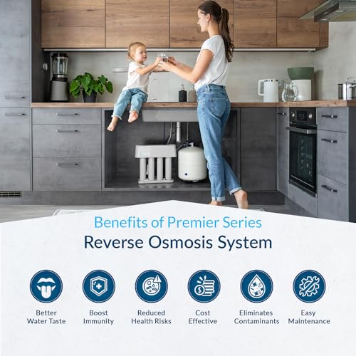 Aquasure 4-Stage Reverse Osmosis Water Purification System with Booster Pump, NSF Certified, Polypropylene Material, Removes 99.99% of Contaminants, 0.0001 Micron Membrane