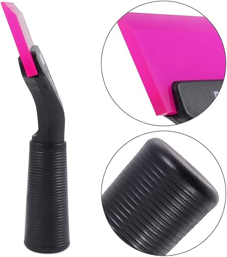 Miniatura 4 de FOSHIO Escobilla pequeña con hoja de goma rosa de 5 pulgadas, mini limpiaparabrisas, herramientas de tintado de ventana para espejo de vidrio con