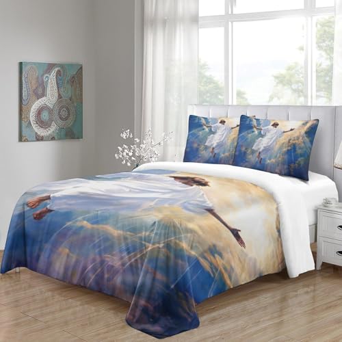 Linge de lit Jésus 3D finition premium microfibre soyeuse 140x200cm