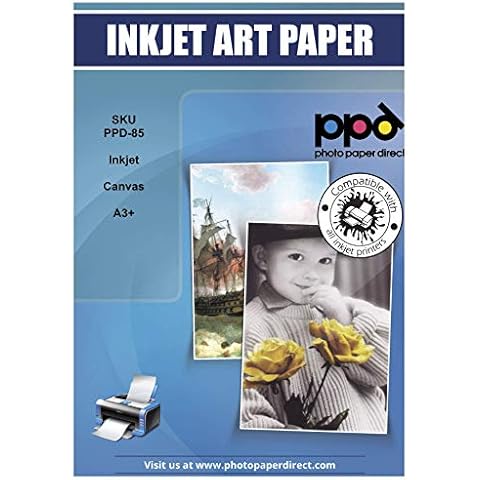 PPD Printable Fabric Sheets, Canvas Paper for Inkjet Printer, 13 x 19" Photo Fabric Printer Sheets, Print On 100% Real Cotton, Matte Finish, No Watermark, 340 gsm 125 lbs (10 Sheets) Cover