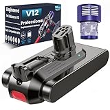 Batería de Repuesto Compatible con Dyson V12 Detect Series, Ecovoltix Batería para V12 SV20 SV26 SV30 SV34 SV35 SV46 Aspiradora (no Apta para los Modelos V11 SV12) con Filtro