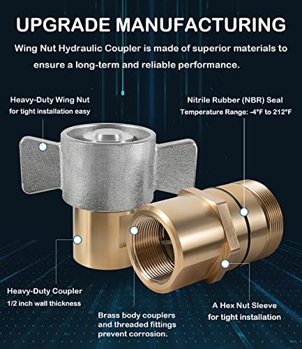 Image of 1-1 /2″ NPT Wet-Line Wing Nut Hydraulic Quick Disconnect Coupler - Brass Wing Nut Design, 3000 PSI Wet-Line Coupling for Dump Trailers, Hydraulic Systems