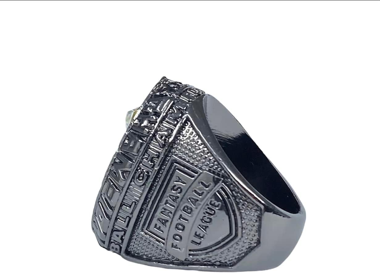 2022 Fantasy Football Championship Trophy Ring | Black Gunmetal Plated Award for Fantasy Football League Winner | Color Stones
