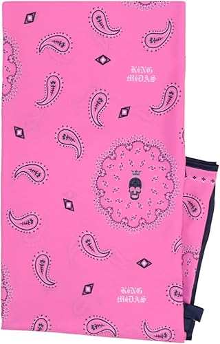 Miniatura 5 de King Midas Empire Capa de peluquería con bandana para cortar el cabello, cabo de peluquero rosa de gran tamaño, Capa de corte de pelo rosa