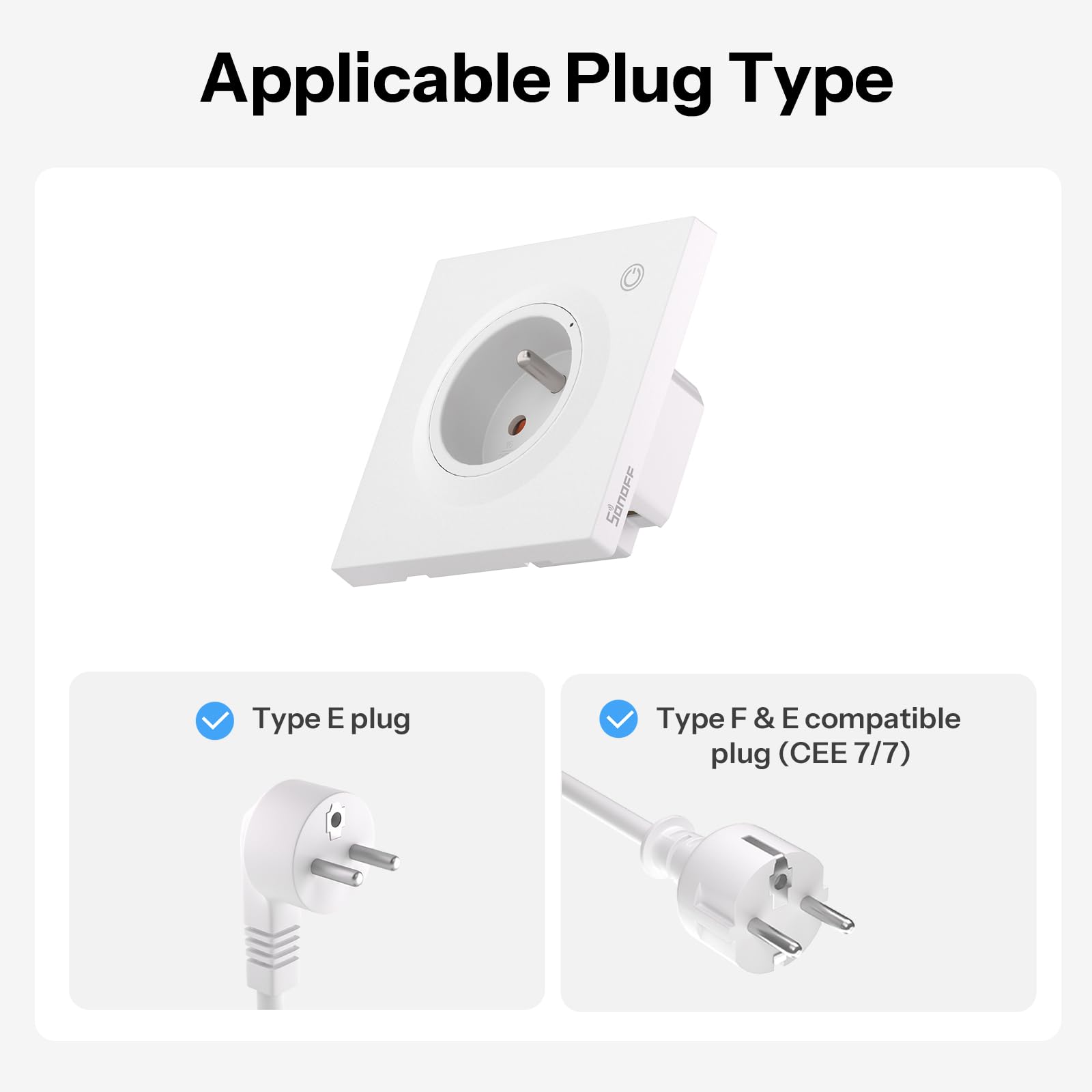 SONOFF Fusion, Orb Socket(Type-E), WS01TPE-E, Prise Murale Intelligente, Compatible Matter, Wi-Fi 2.4GHz, Norme UE, 16A, 4000W, Surveillance de l'Énergie, Fonctionne avec Alexa/Home Assistant