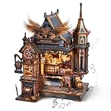 FUNPOLA LED 3D Wood Puzzle Owl Post Office, Dynamic Model with Mechanical Gears, DIY Miniature Kit with Music and LED Lights, Home Décor Gift for Adults and Teens