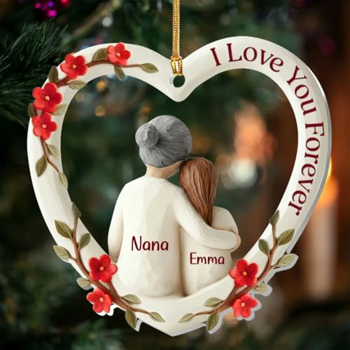 The Love Between Grandma and Grandchild is Forever - Personalized Acrylic Ornament, Christmas Keepsake for Grandma, Custom Family Christmas Ornament, Xmas Gift for Grandmother