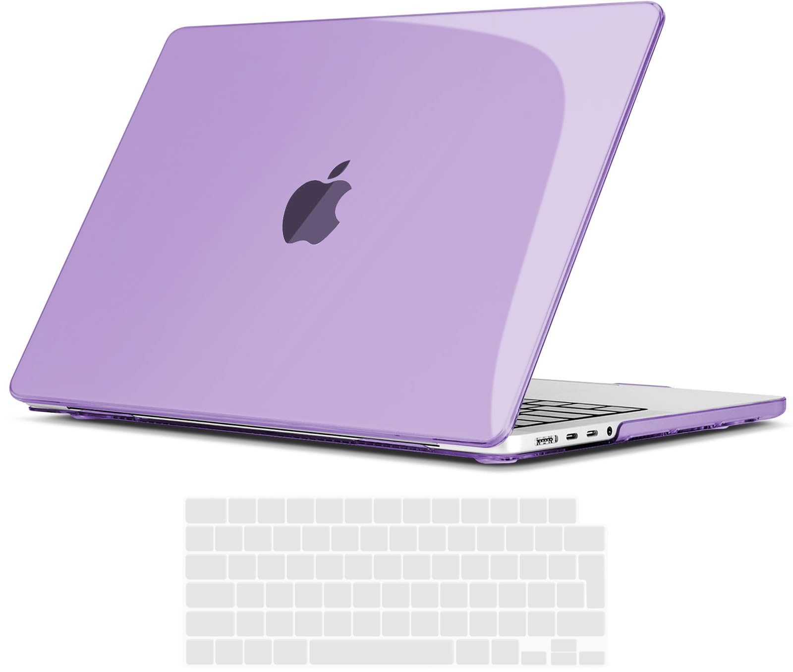 TECOOL Cover per MacBook Pro 14 Pollici M4 M3 M2 M1 Pro/Max 2021-2024 (A3401 A3185 A3112 A2992 A2918 A2779 A2442), Custodia Rigida Protettiva Sottile in Plastica e Copritastiera UE, Cristallo Lilla